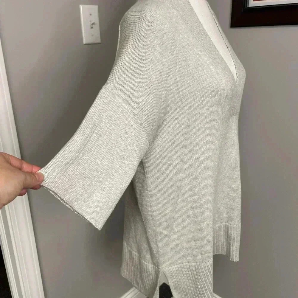 Lafayette 148 New York Vanise Oversized‎ V-Neck Cotton Silk Sweater Petite Small